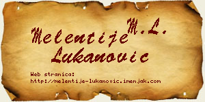 Melentije Lukanović vizit kartica